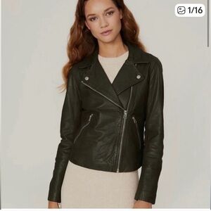 Madewell Leather Jacket in Green